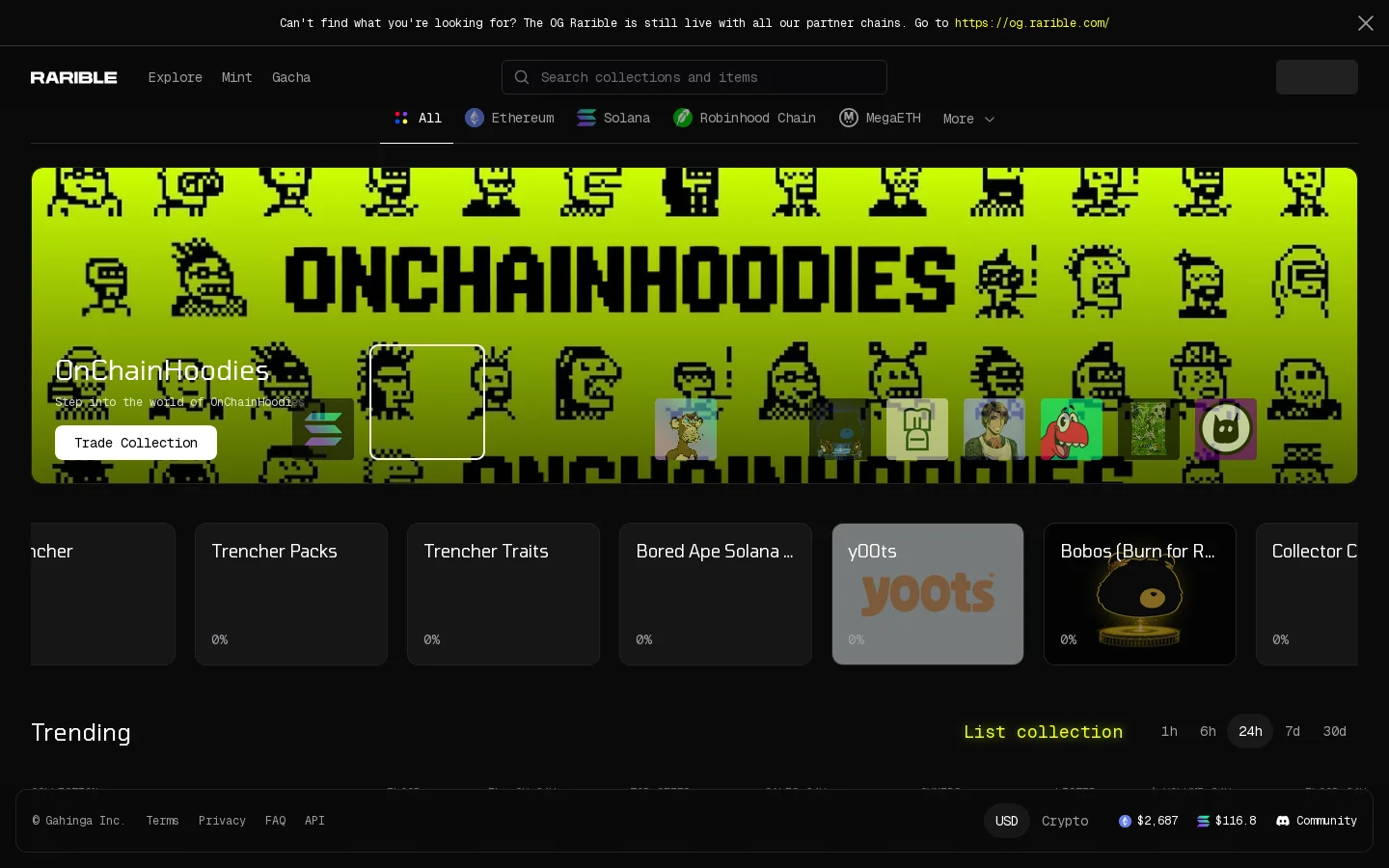 Rarible Homepage screenshot