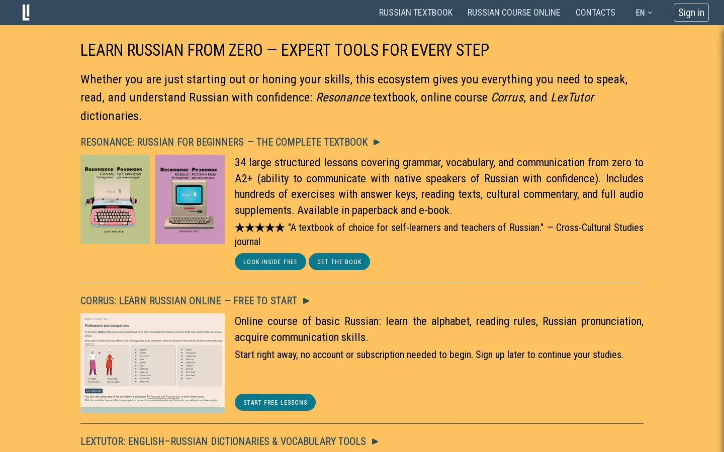 Langint Homepage screenshot