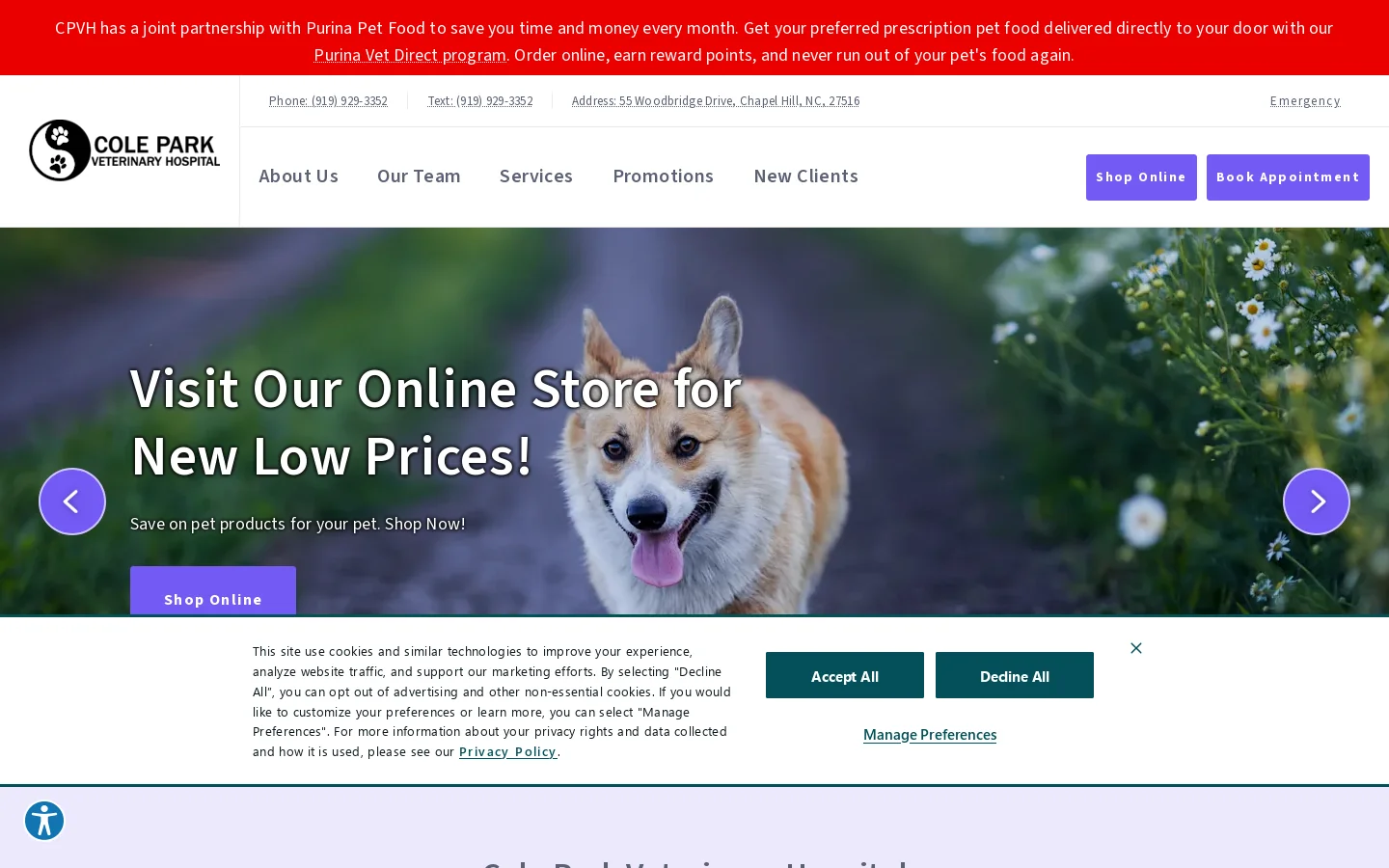 Cole Park Veterinary Hospital Homepage screenshot