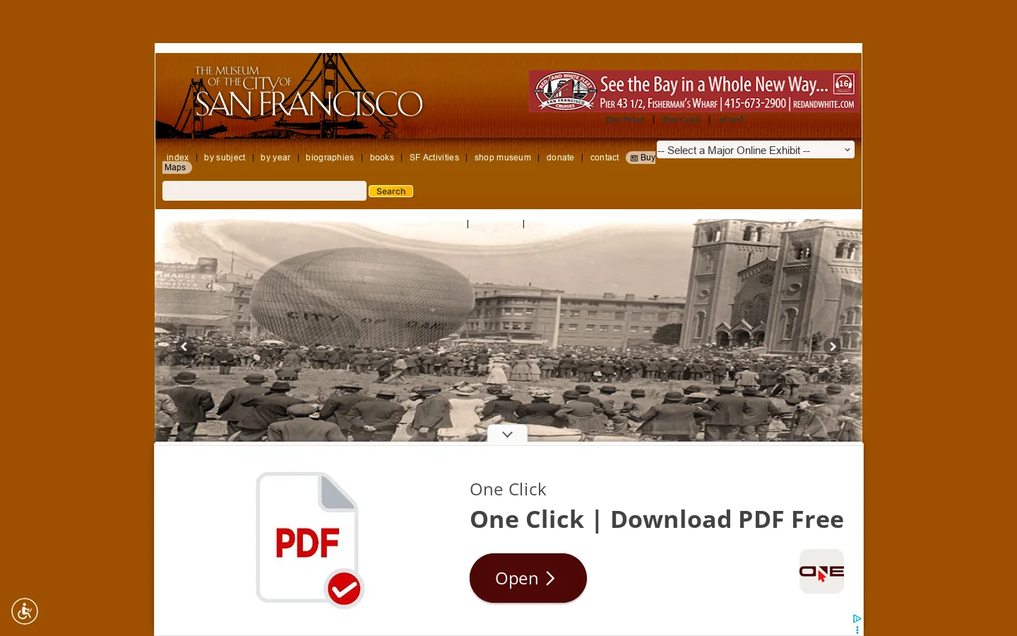 Museum of the City of San Francisco - San Francisco History, 1906 Earthquake, Gold Rush Homepage screenshot