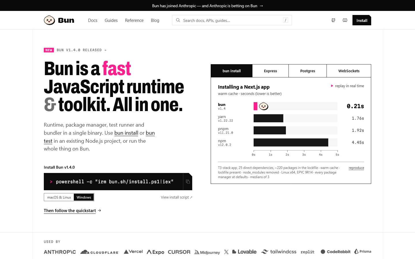 Bun Homepage screenshot