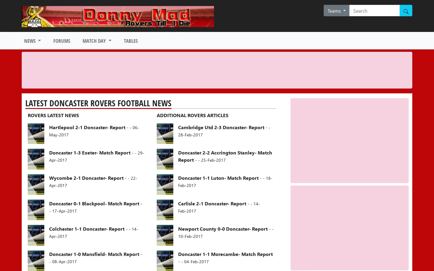 Doncaster Rovers News - Donny Mad - Rovers Homepage screenshot