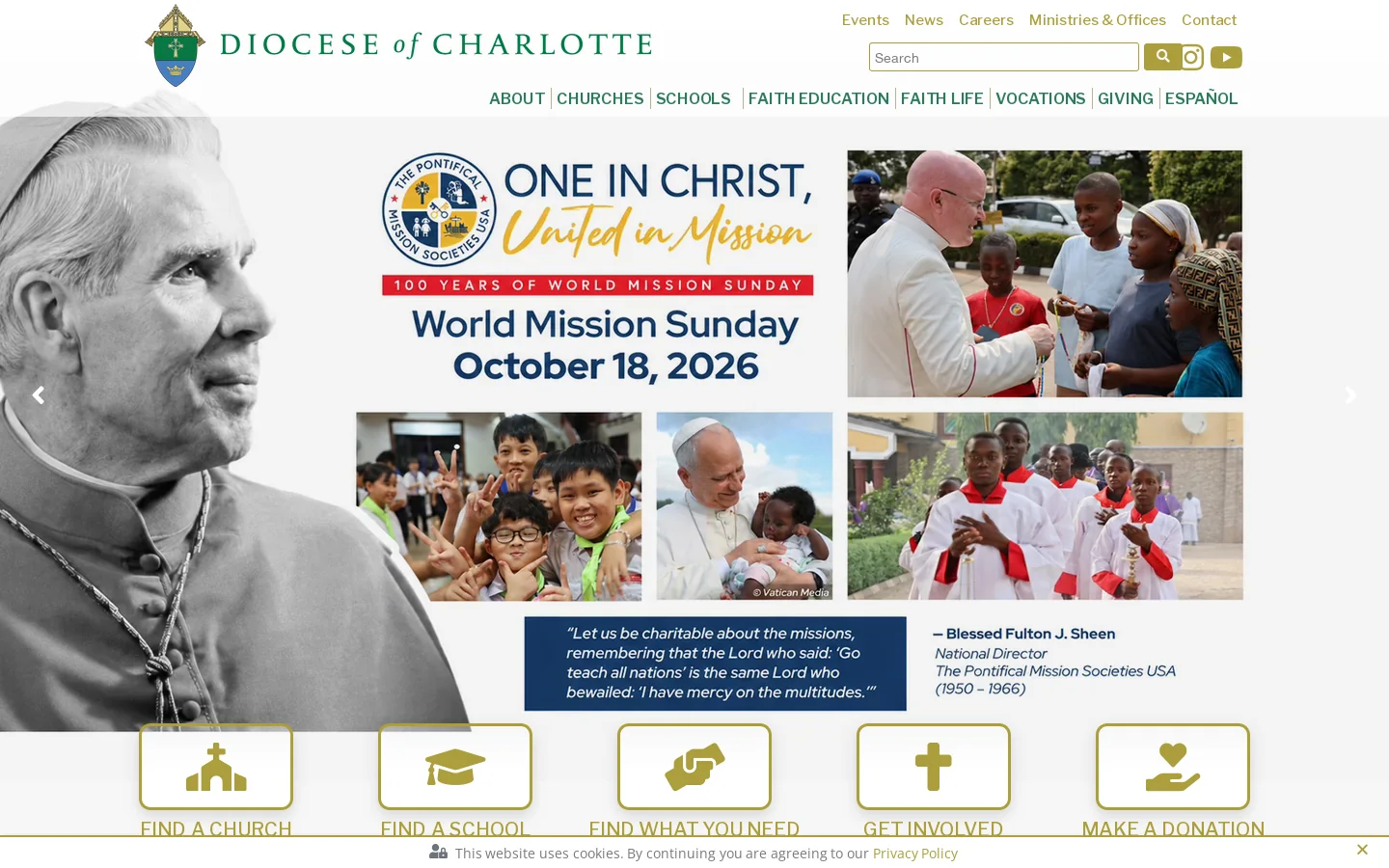 Diocese of Charlotte Homepage screenshot