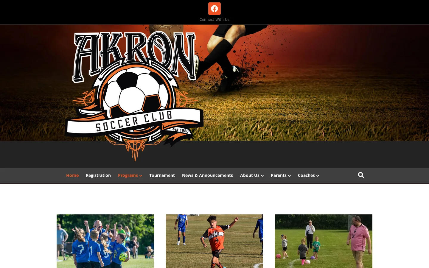 Akron Soccer League Homepage screenshot