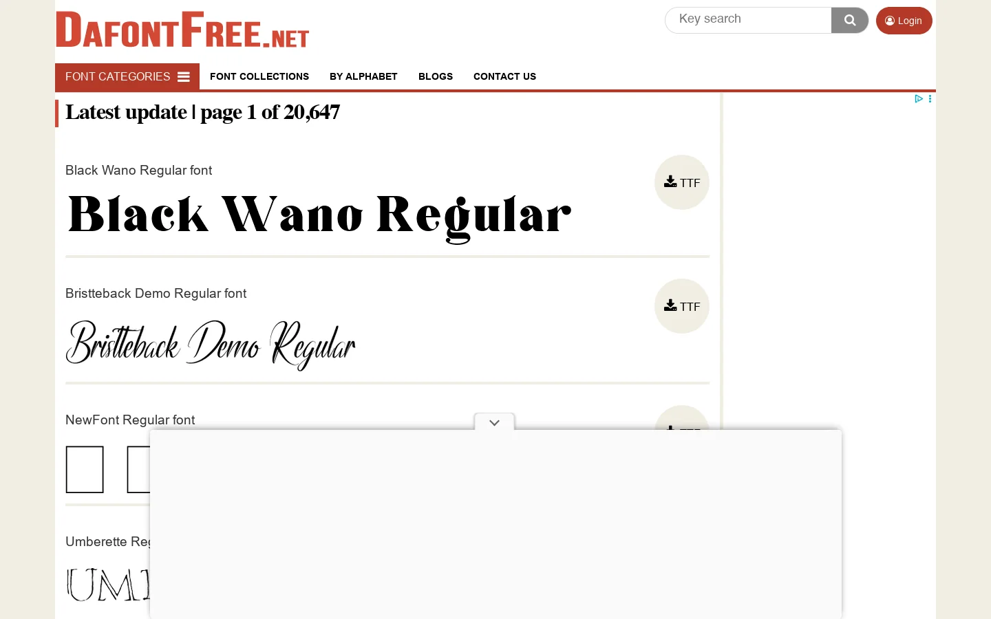 Dafont Free Homepage screenshot