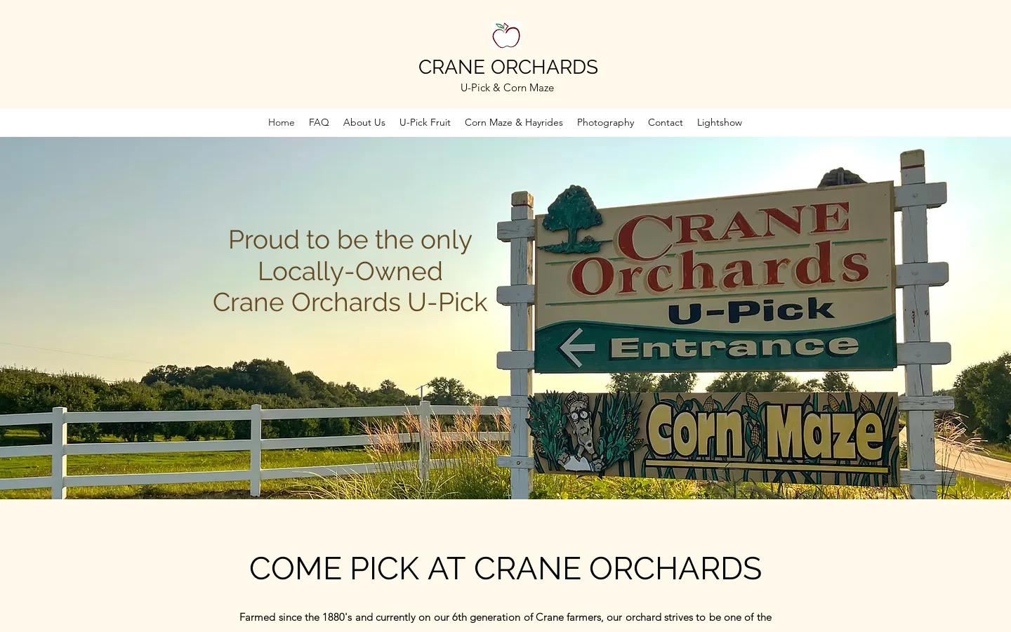 Crane Orchards Homepage screenshot