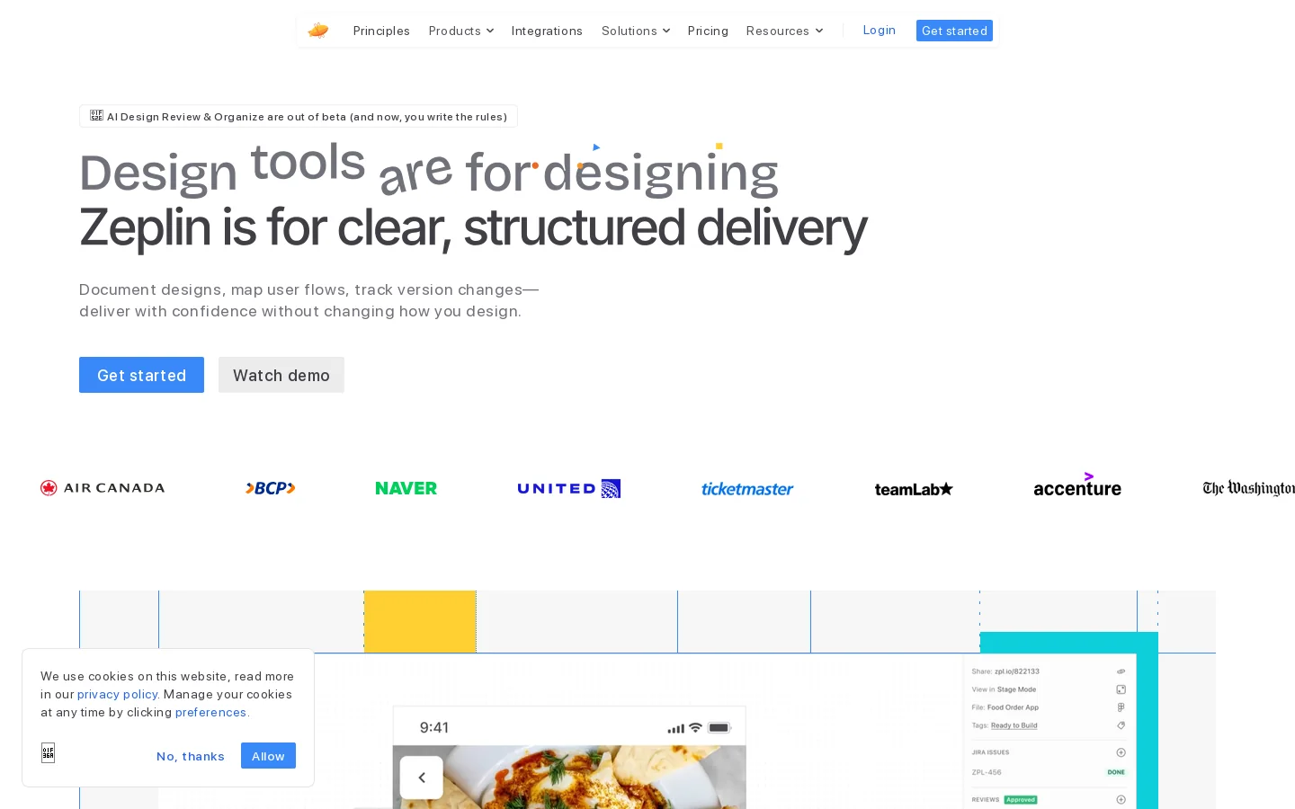 Zeplin Homepage screenshot
