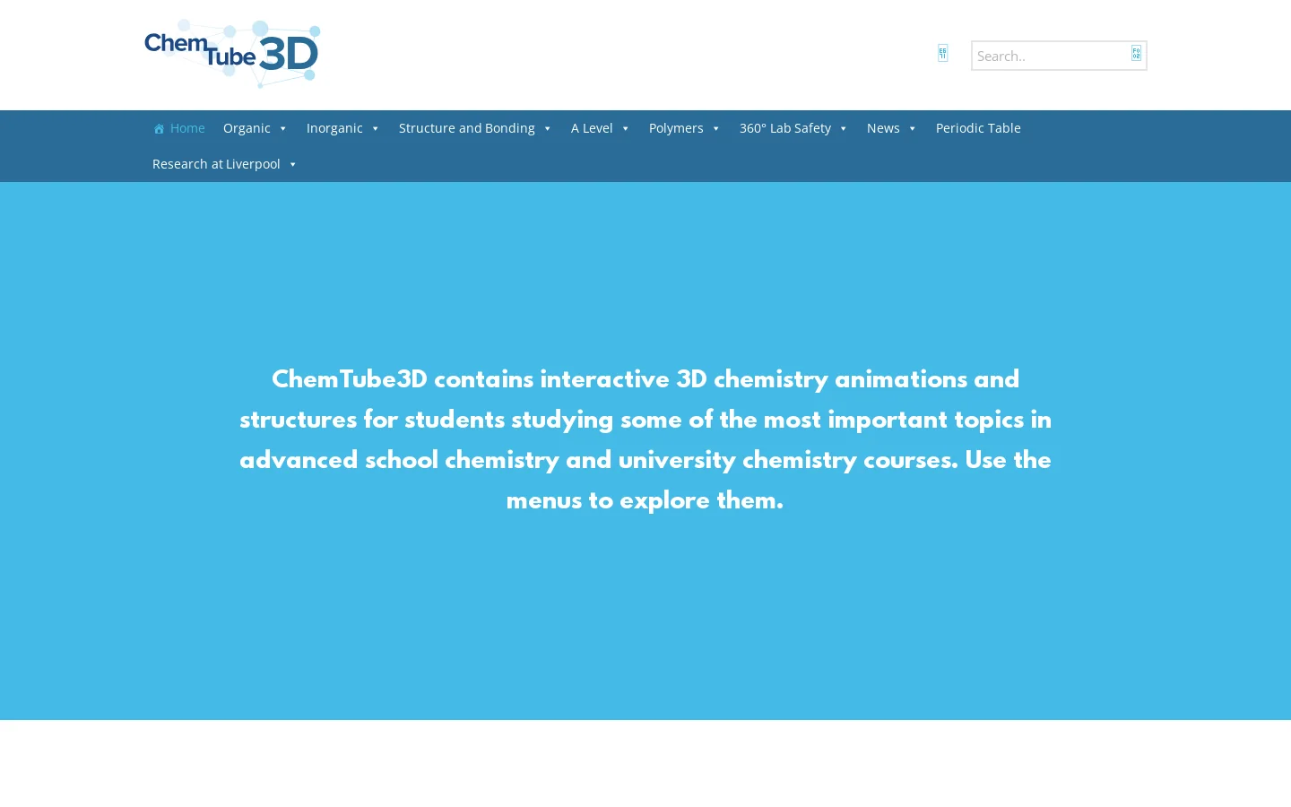 Interactive 3D Chemistry Animations for Learning Homepage screenshot