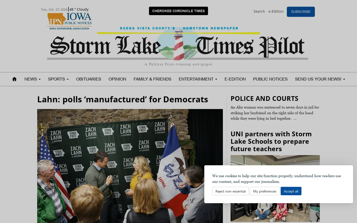 Storm Lake Times Pilot Homepage screenshot