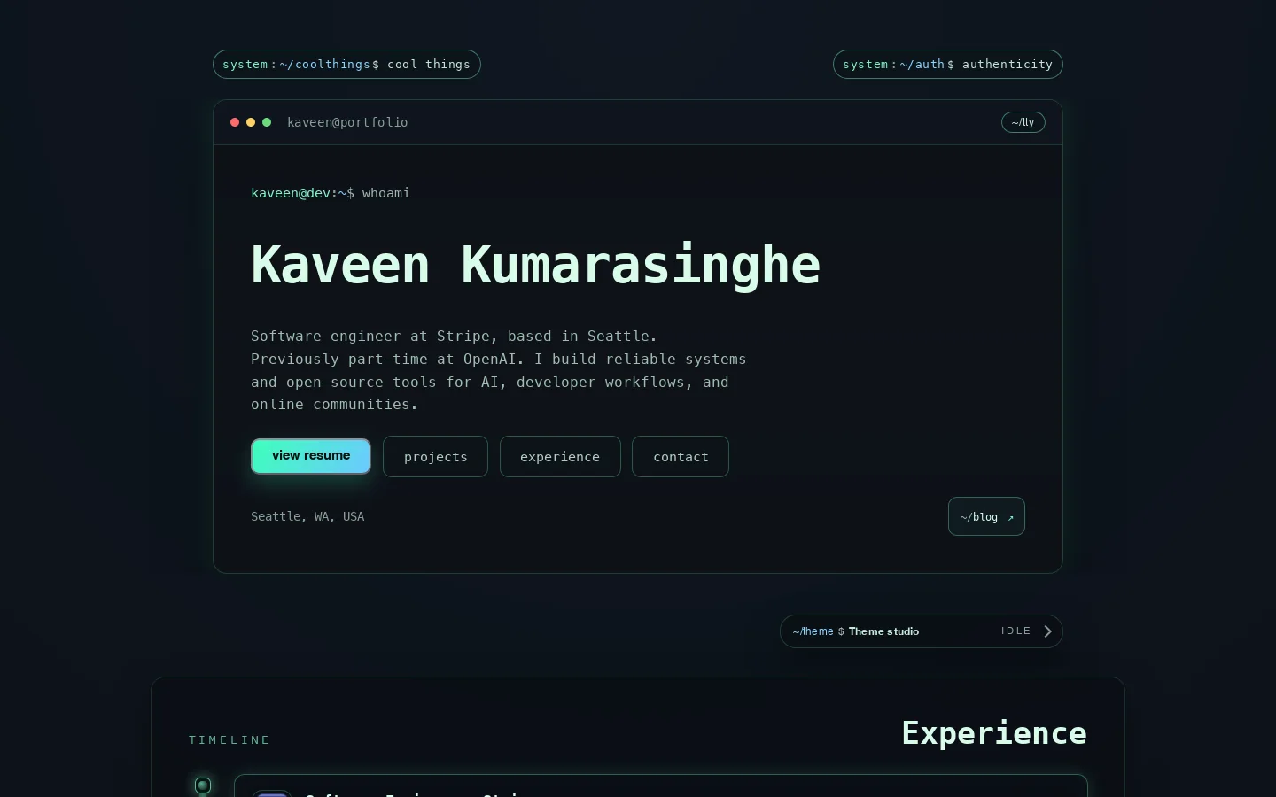 Kaveen Kumarasinghe Homepage screenshot