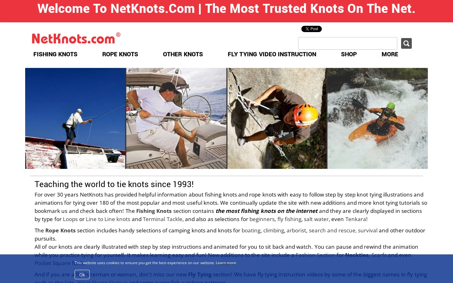 Trusted Knots by NetKnots | How to tie the right knots | Animated Knots for Fishing, Scouting, Boating, Climbing, Survival Homepage screenshot