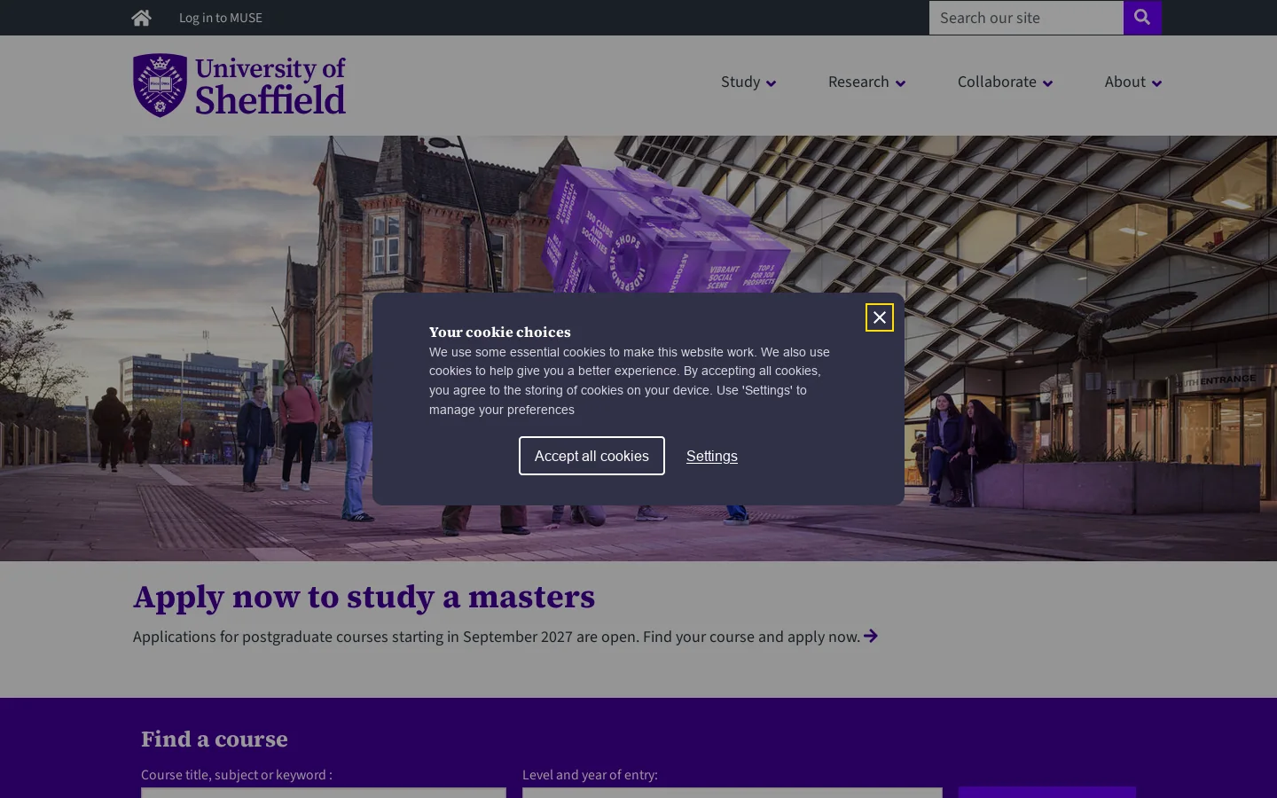 Home | The University of Sheffield Homepage screenshot