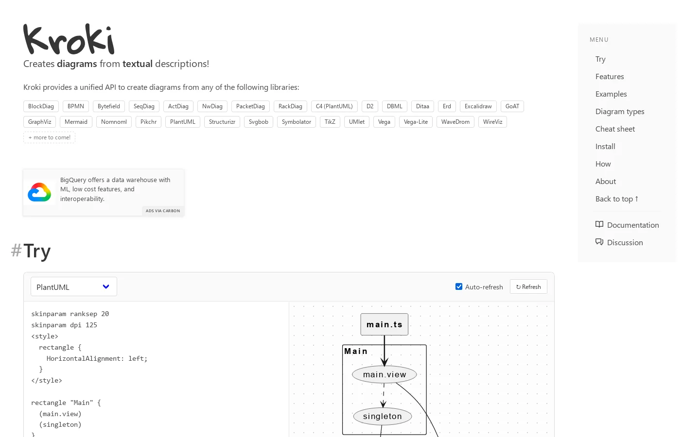 Kroki! Homepage screenshot