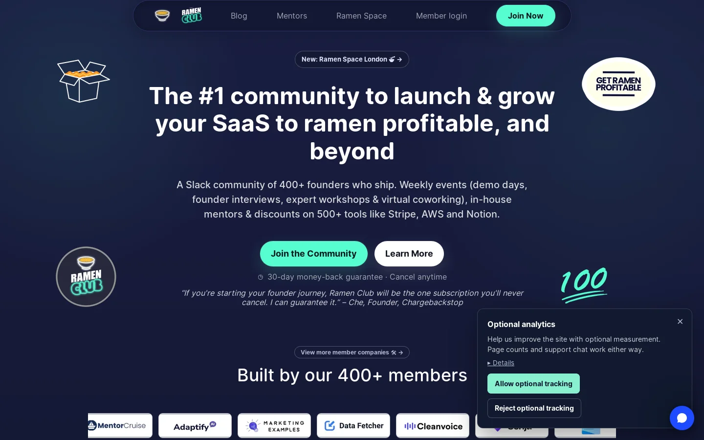 Ramen Club Homepage screenshot