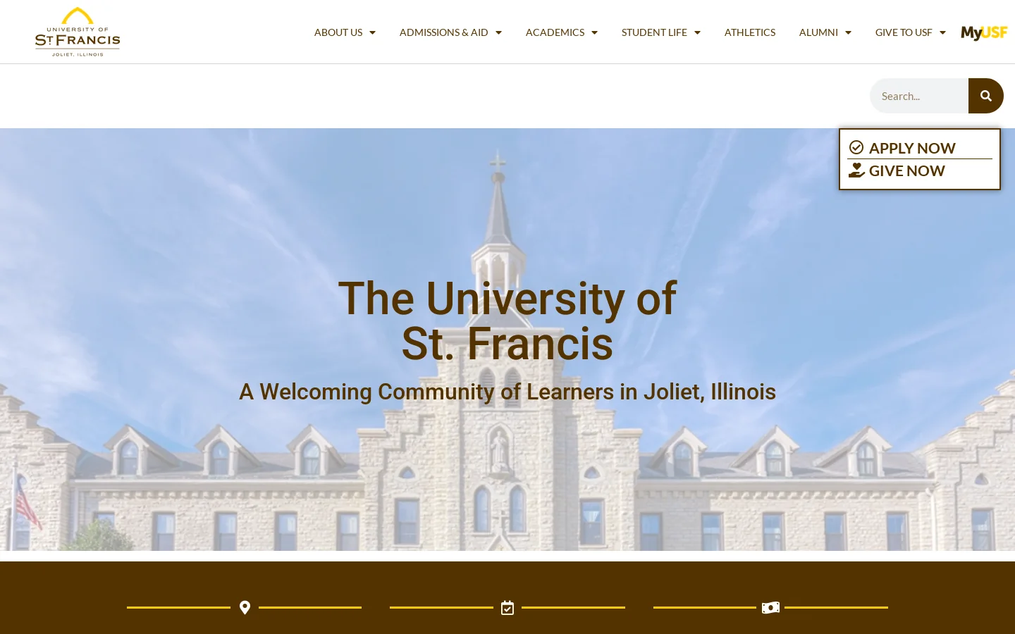 University of St. Francis Homepage screenshot