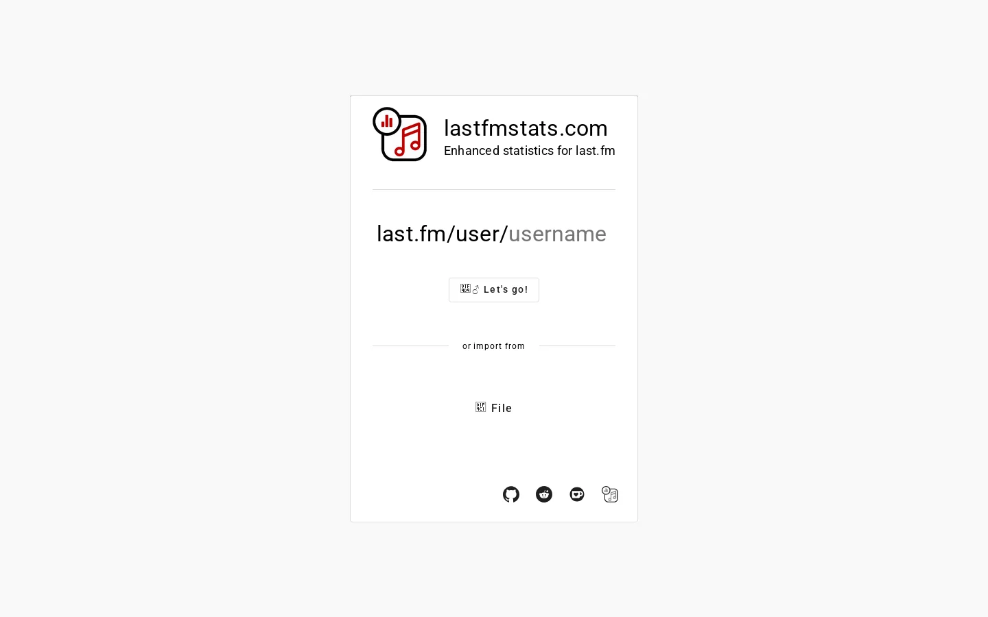 Last.fm stats Homepage screenshot