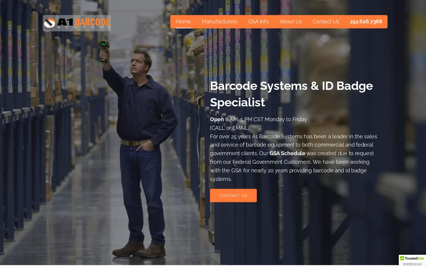 A1 Barcode Systems-GSA Schedule-barcode Homepage screenshot