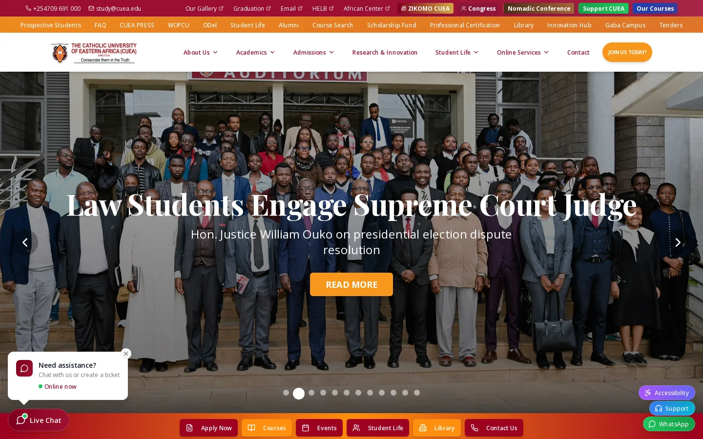 CUEA Homepage screenshot