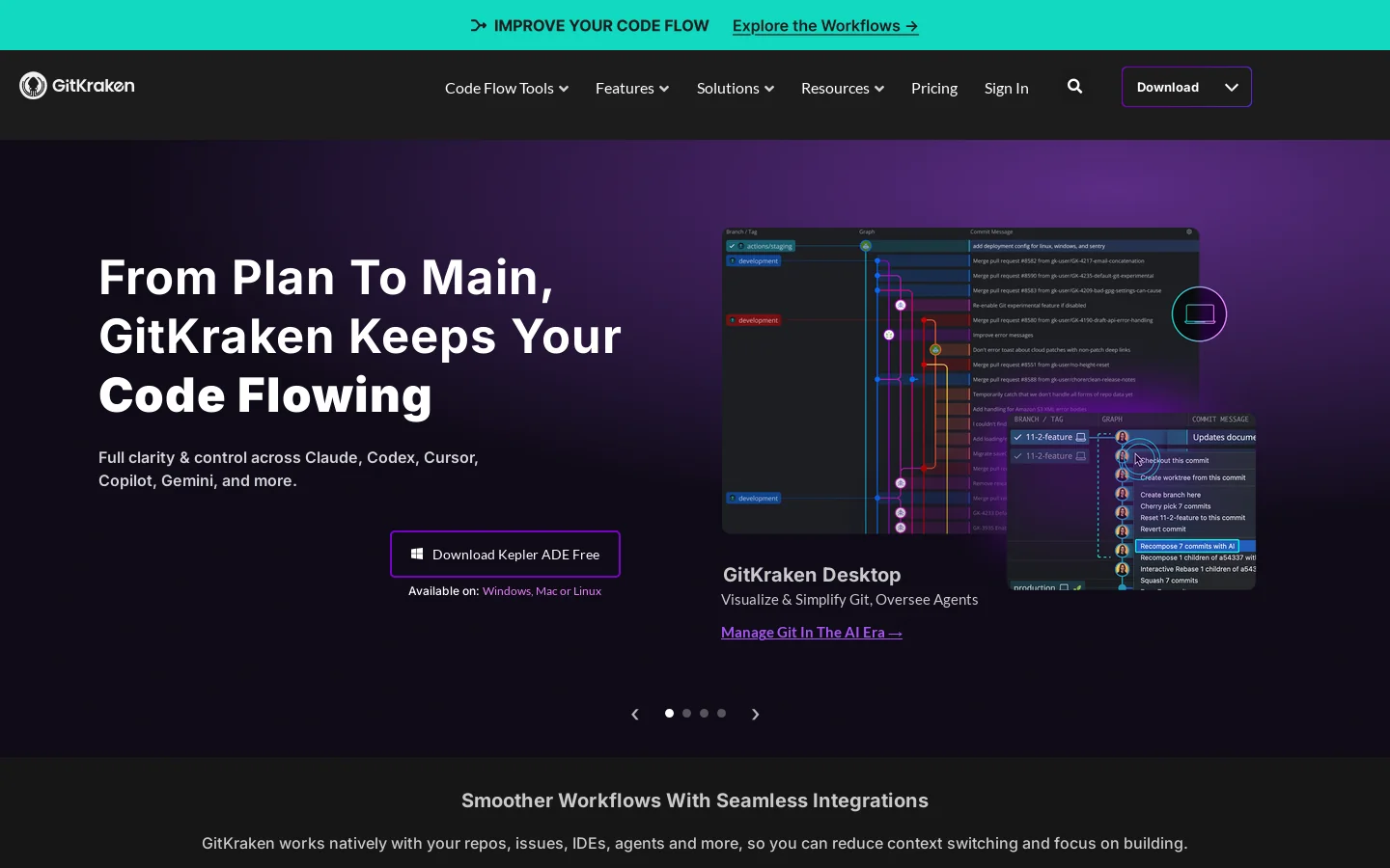 GitKraken Homepage screenshot