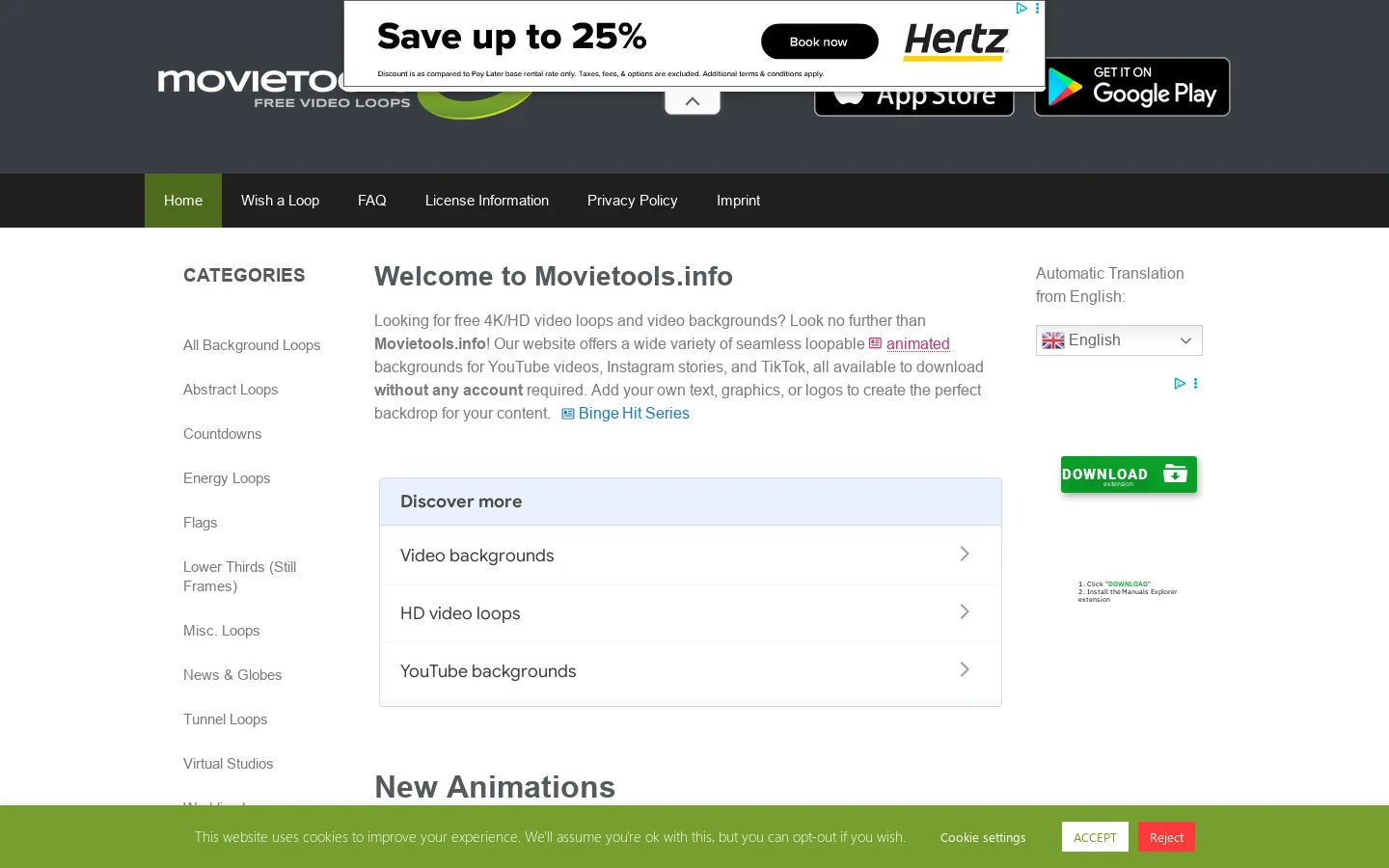 Movietools.info Homepage screenshot
