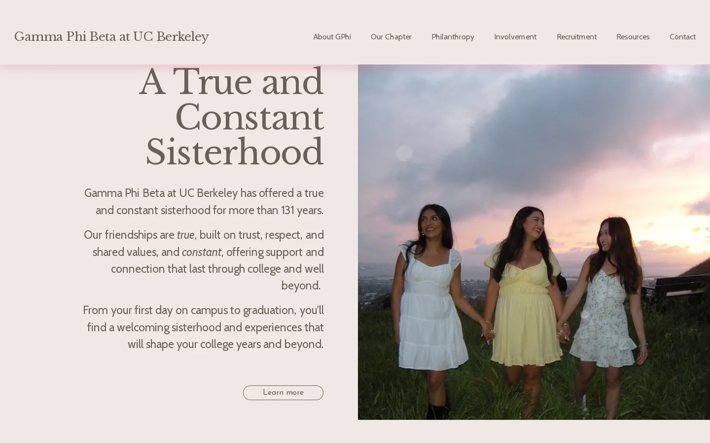 Gamma Phi Beta at UC Berkeley Homepage screenshot