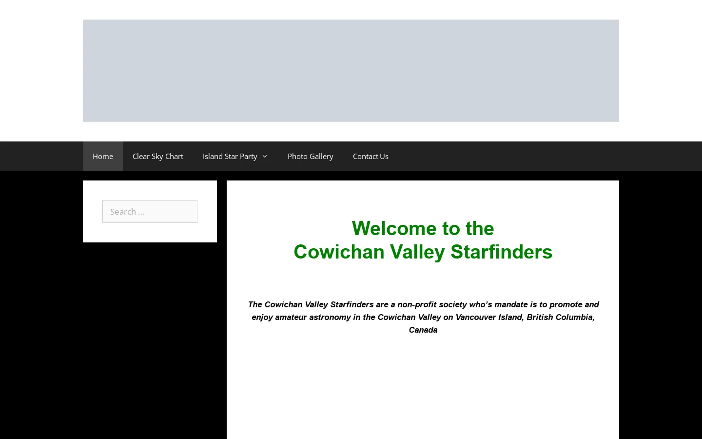 Cowichan Valley Starfinders Society Homepage screenshot