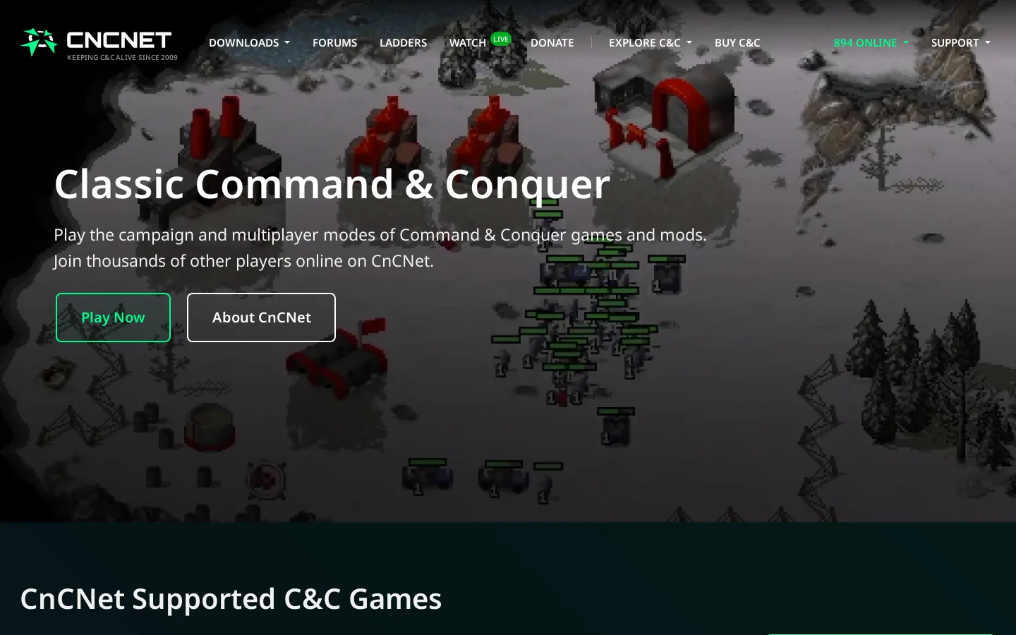 CnCNet Homepage screenshot