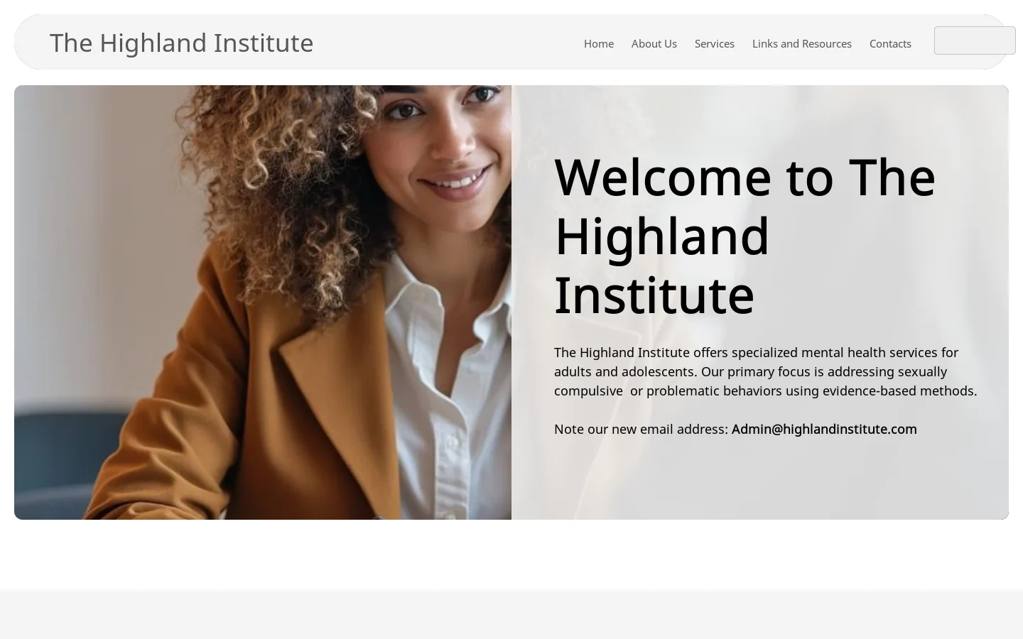 Highland Institute Homepage screenshot