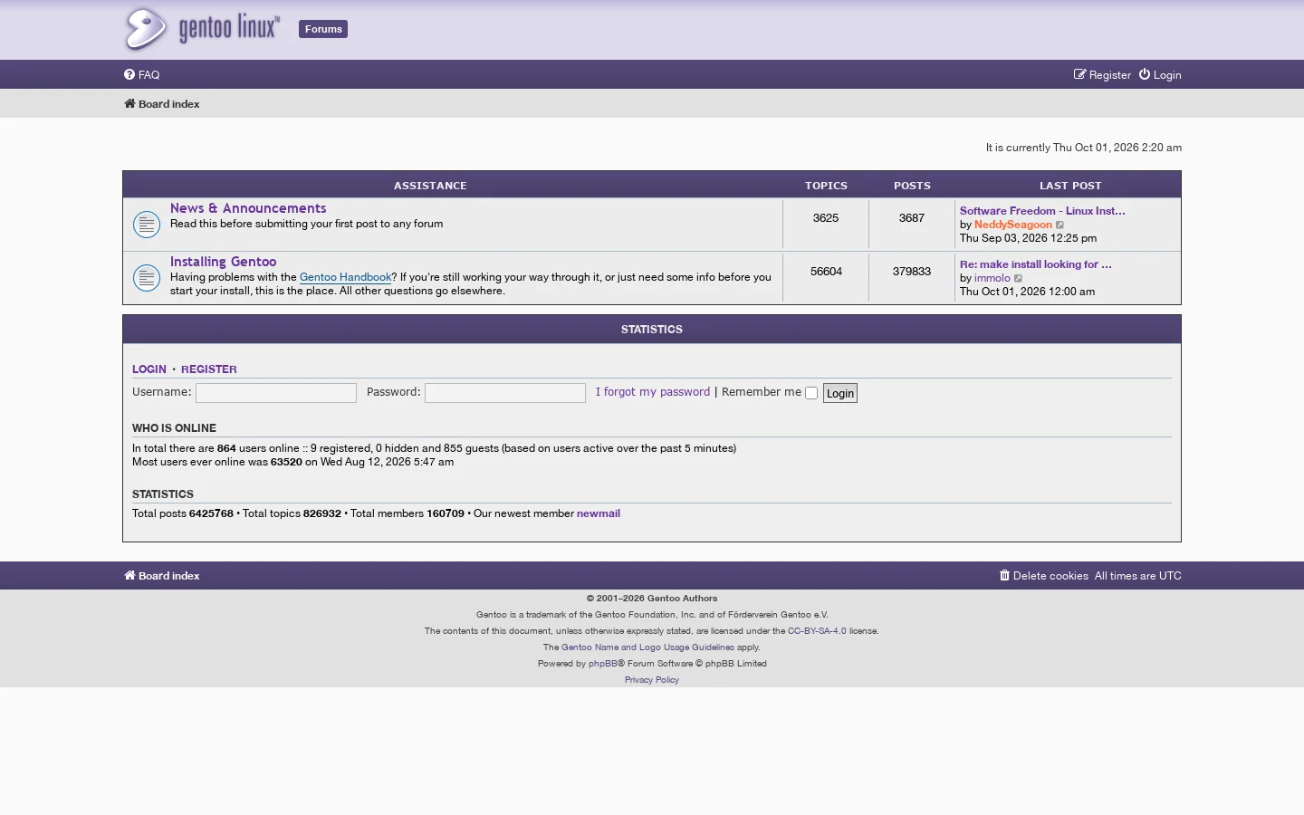 Gentoo Forums - Index page Homepage screenshot