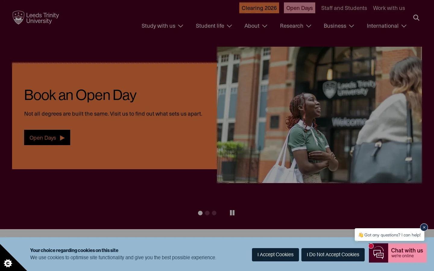 Leeds Trinity University Homepage screenshot