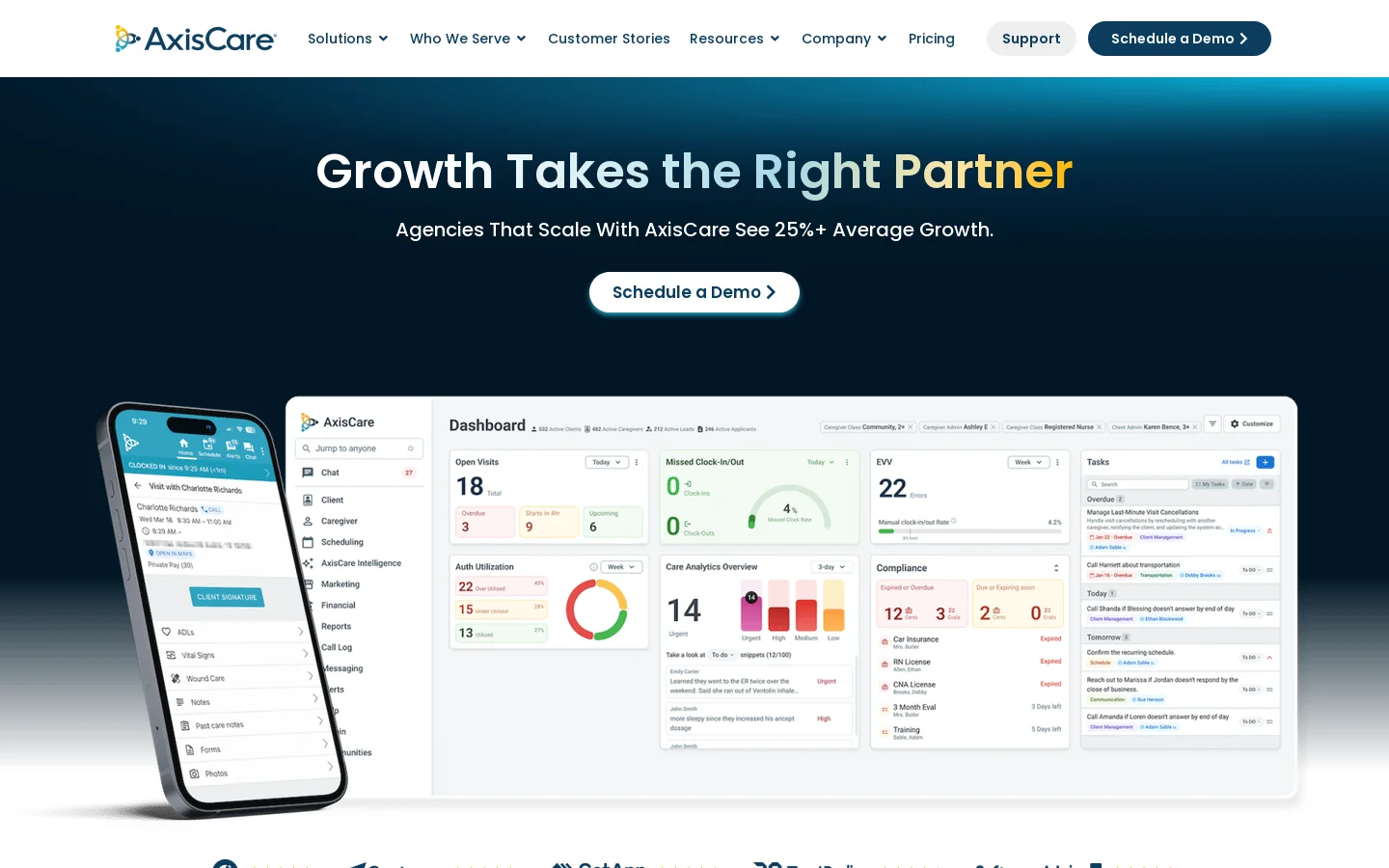 AxisCare Homepage screenshot