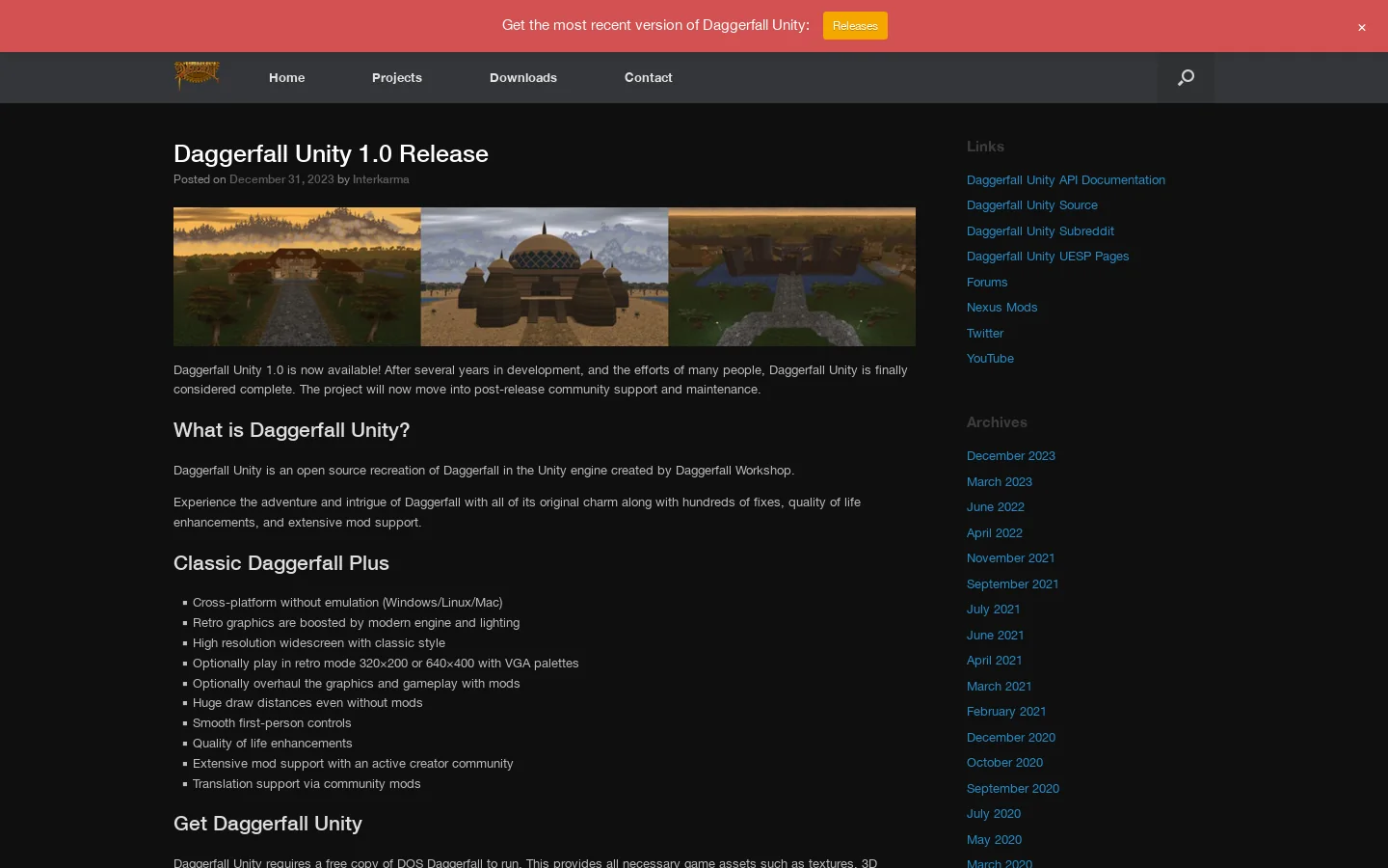 Daggerfall Workshop – Remastering Daggerfall Homepage screenshot