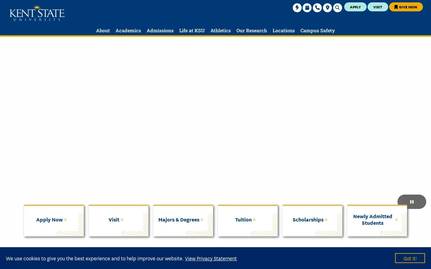 Kent State University Homepage screenshot