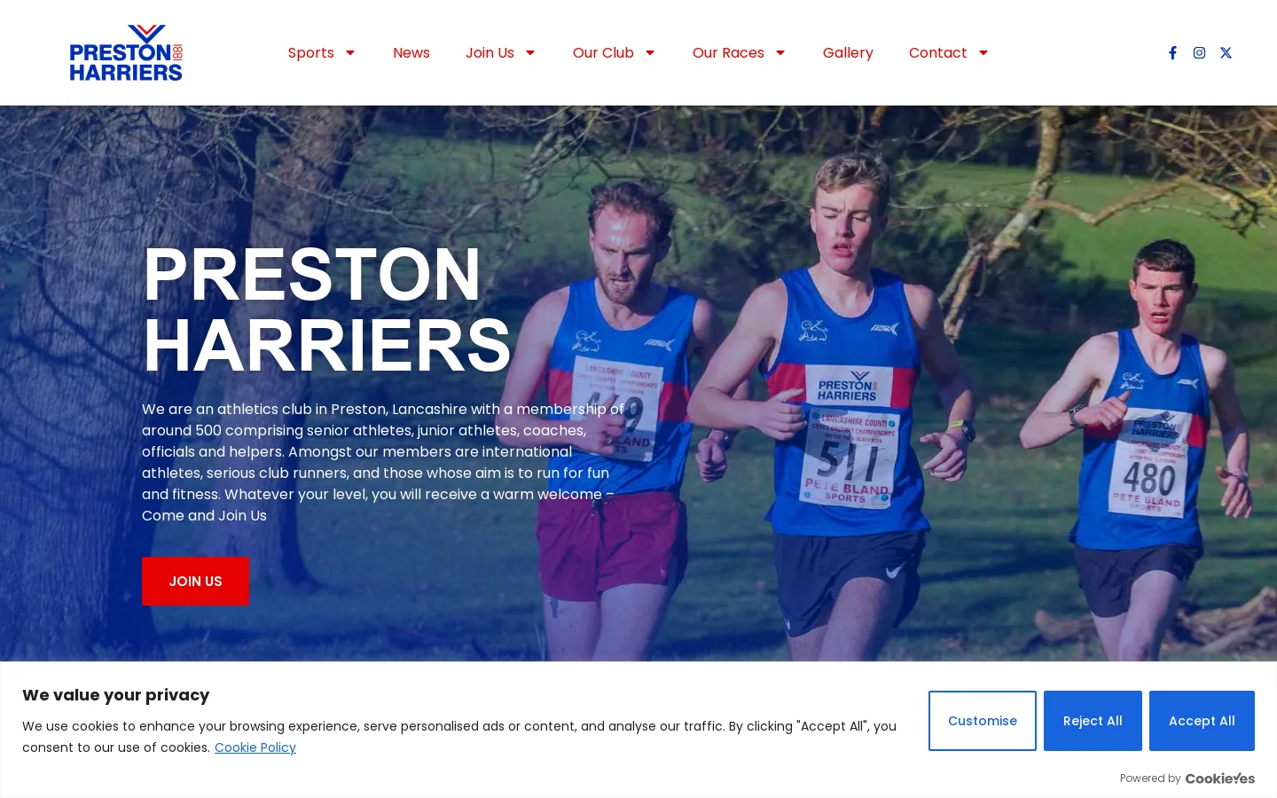 Preston Harriers Homepage screenshot