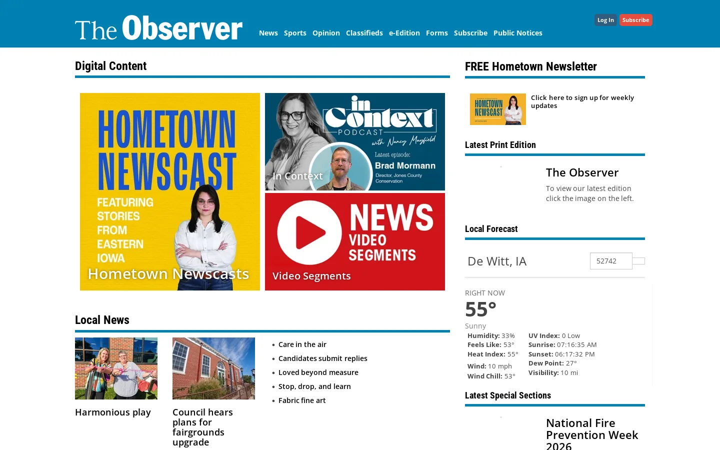 dewittobserver.com Homepage screenshot