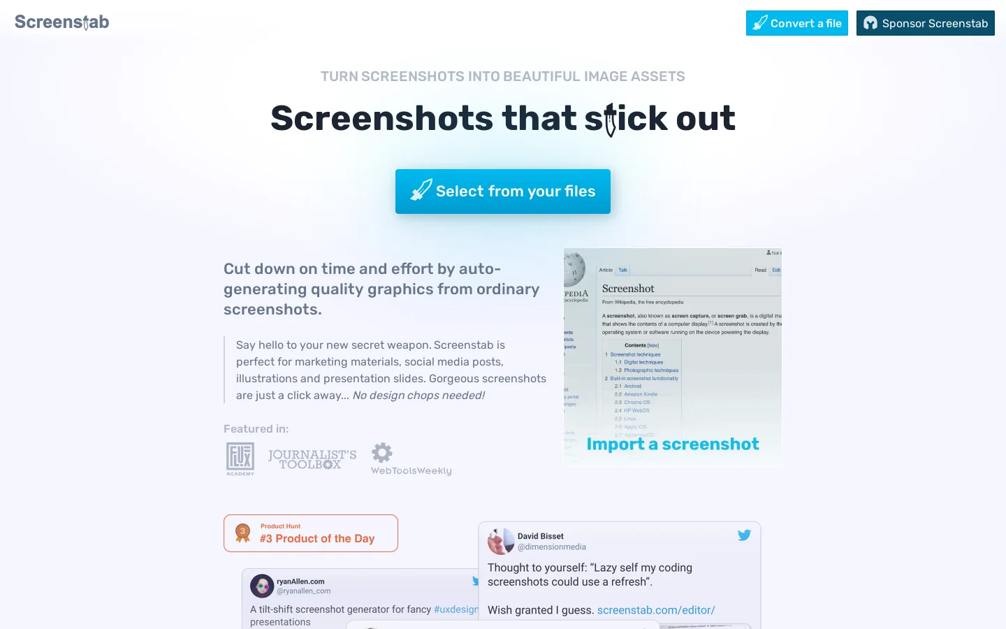 Screenstab Homepage screenshot