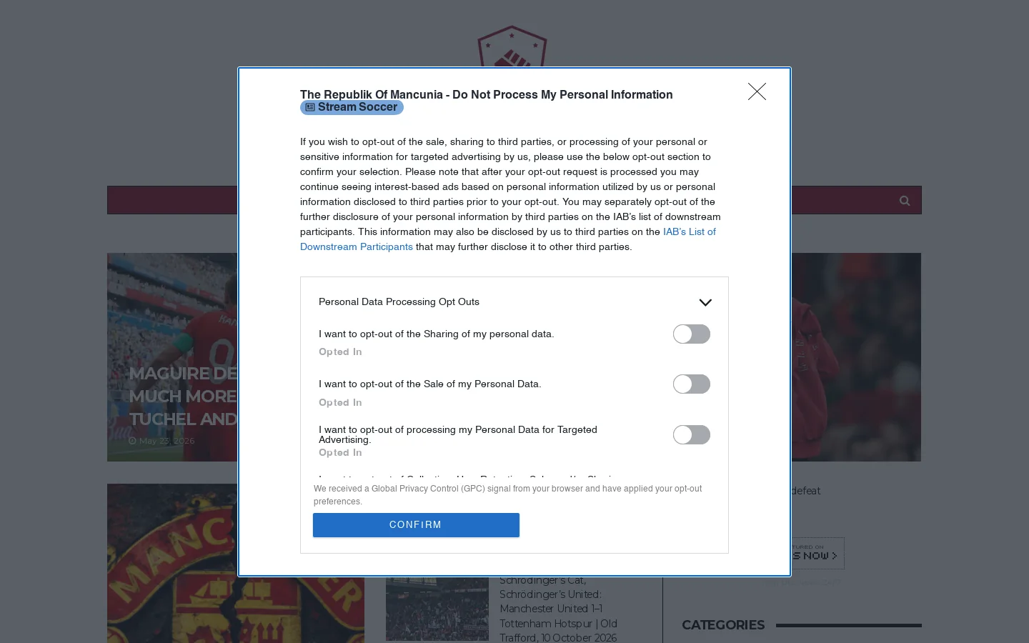 Republik Of Mancunia - Manchester United Blog | Manchester United News Homepage screenshot