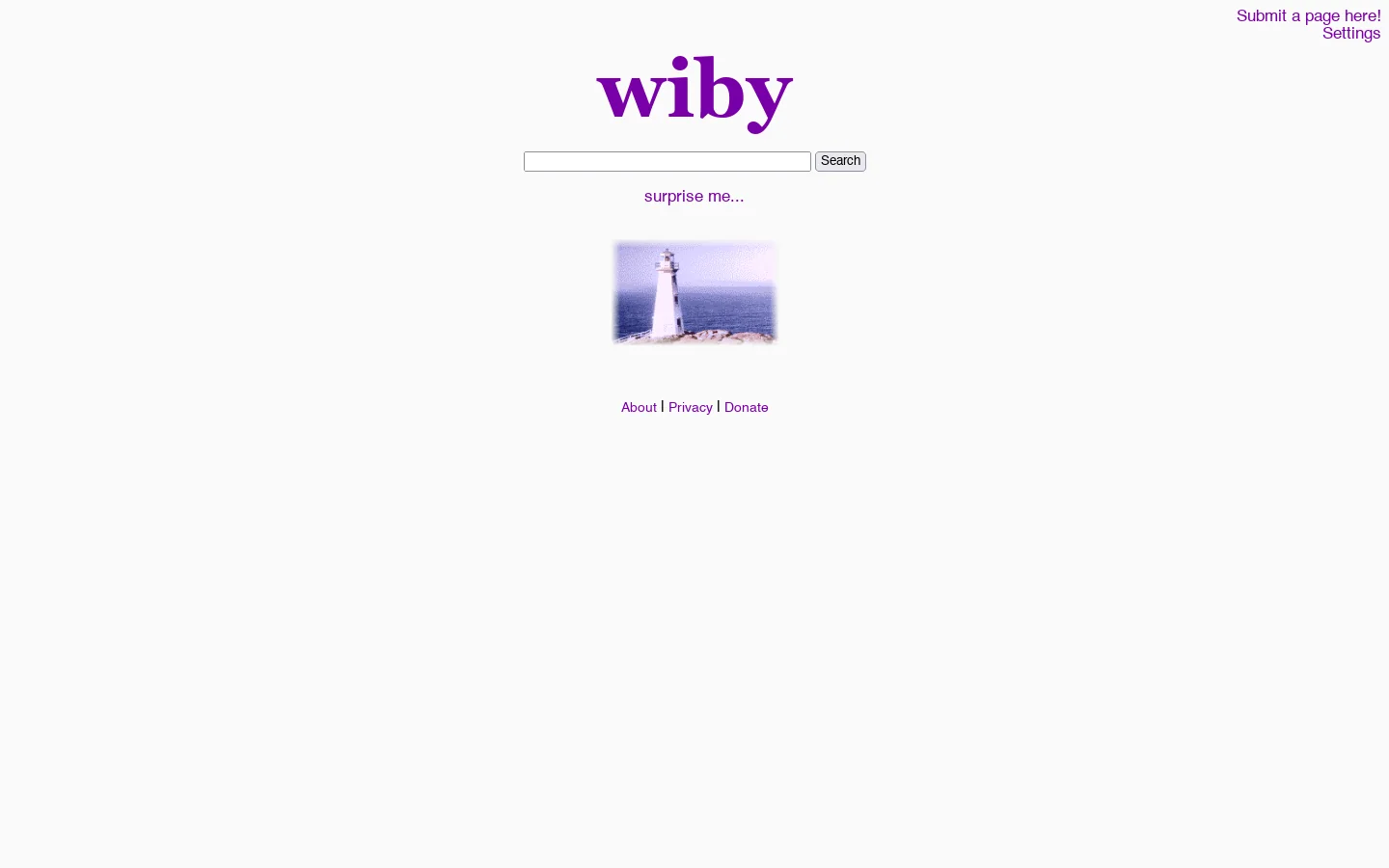Wiby Homepage screenshot
