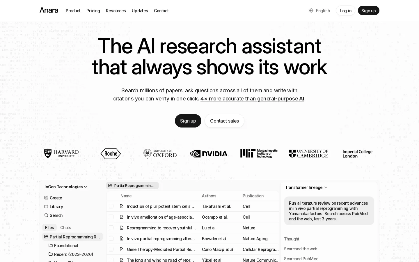 Anara Homepage screenshot
