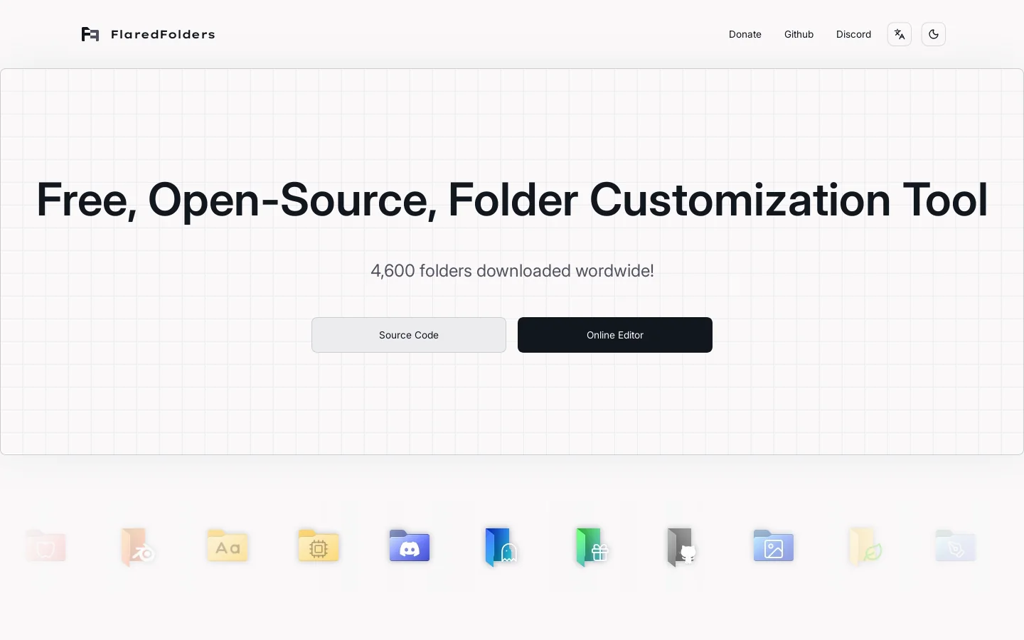 Flared Folders Homepage screenshot