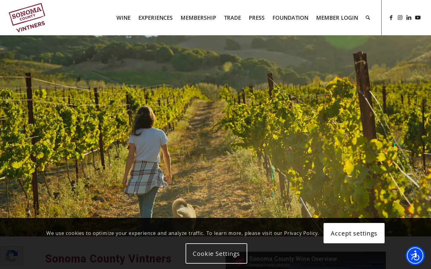 Sonoma County Vintners Homepage screenshot