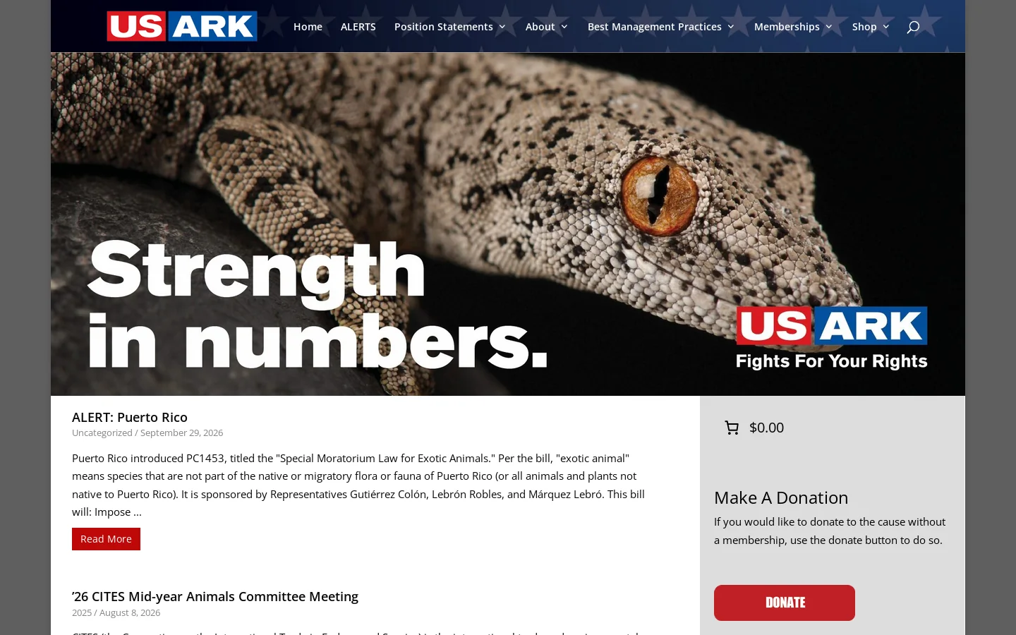 USARK Homepage screenshot