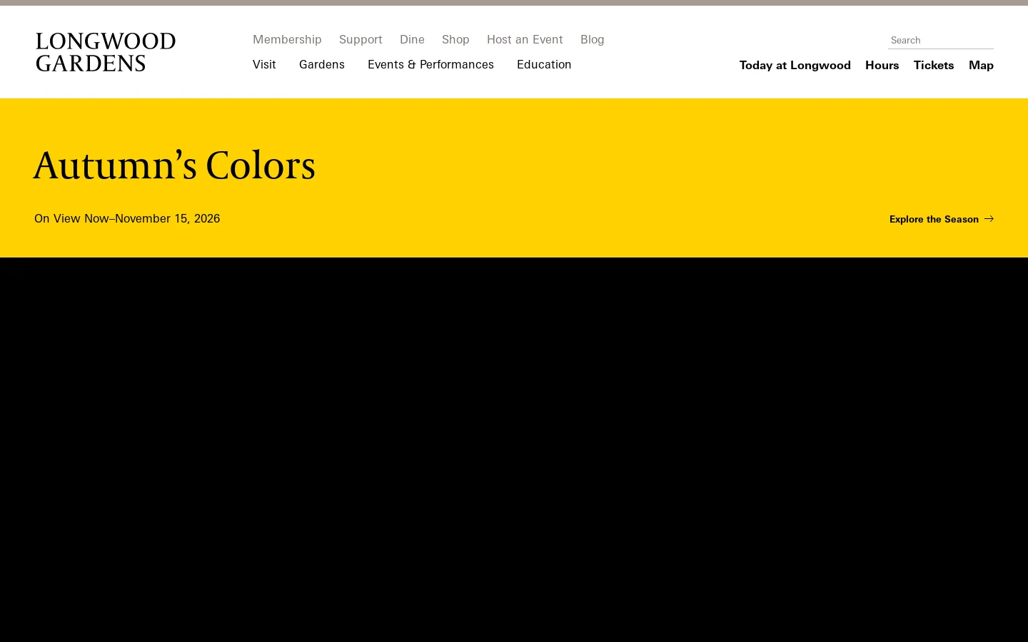 Longwood Gardens Homepage screenshot