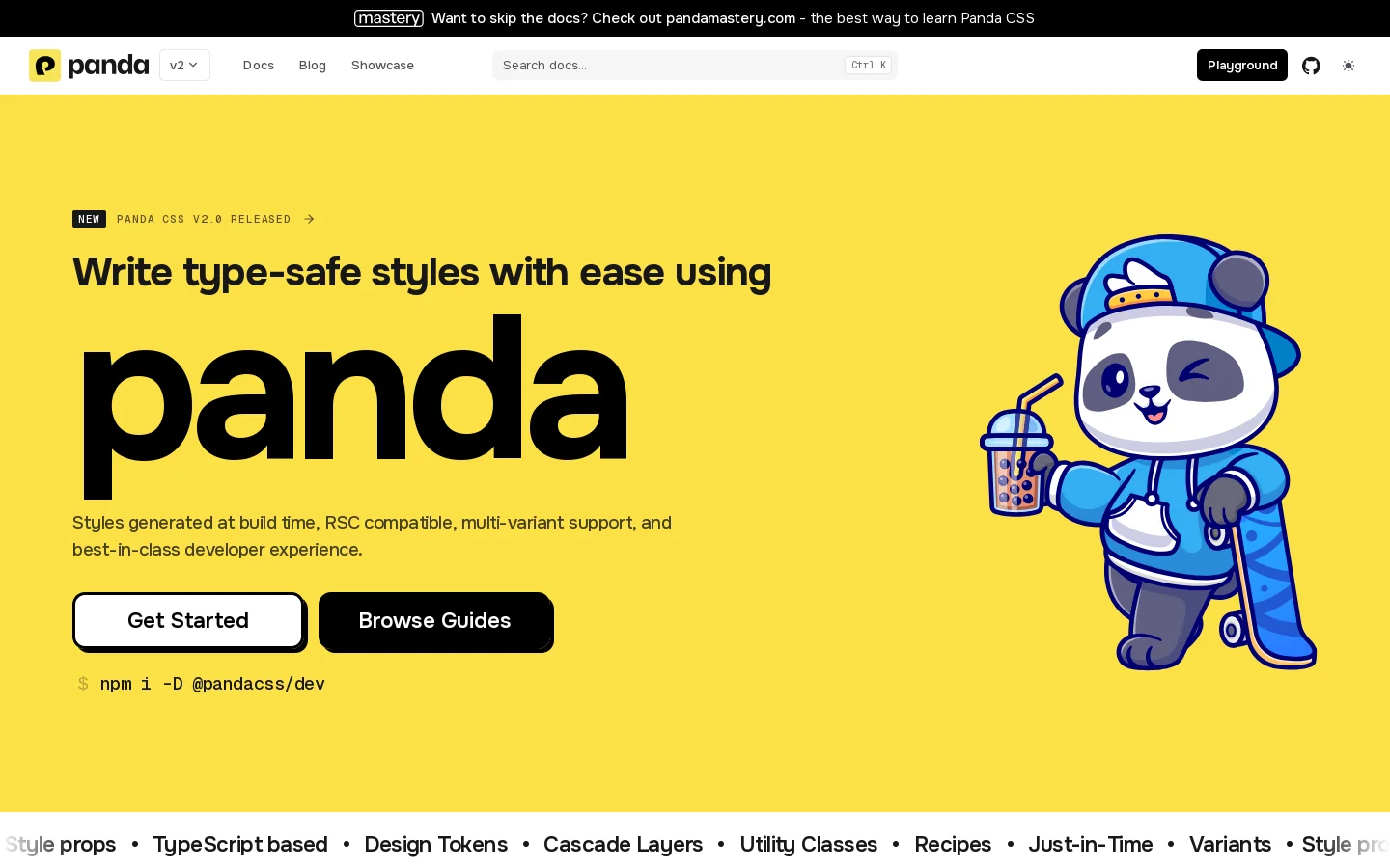 Panda CSS Homepage screenshot