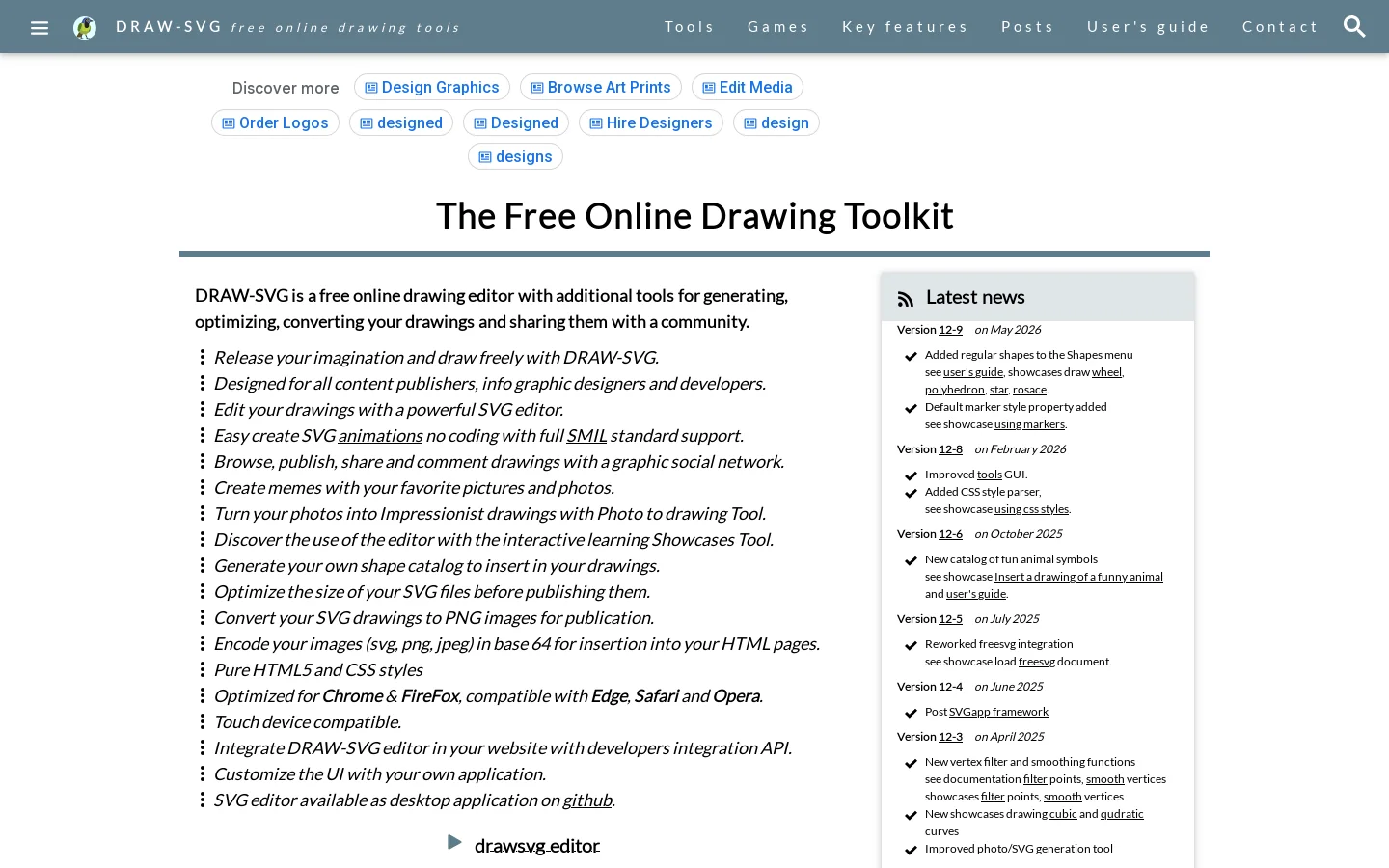 Free online drawing tools, SVG editor, generators, png converter Homepage screenshot