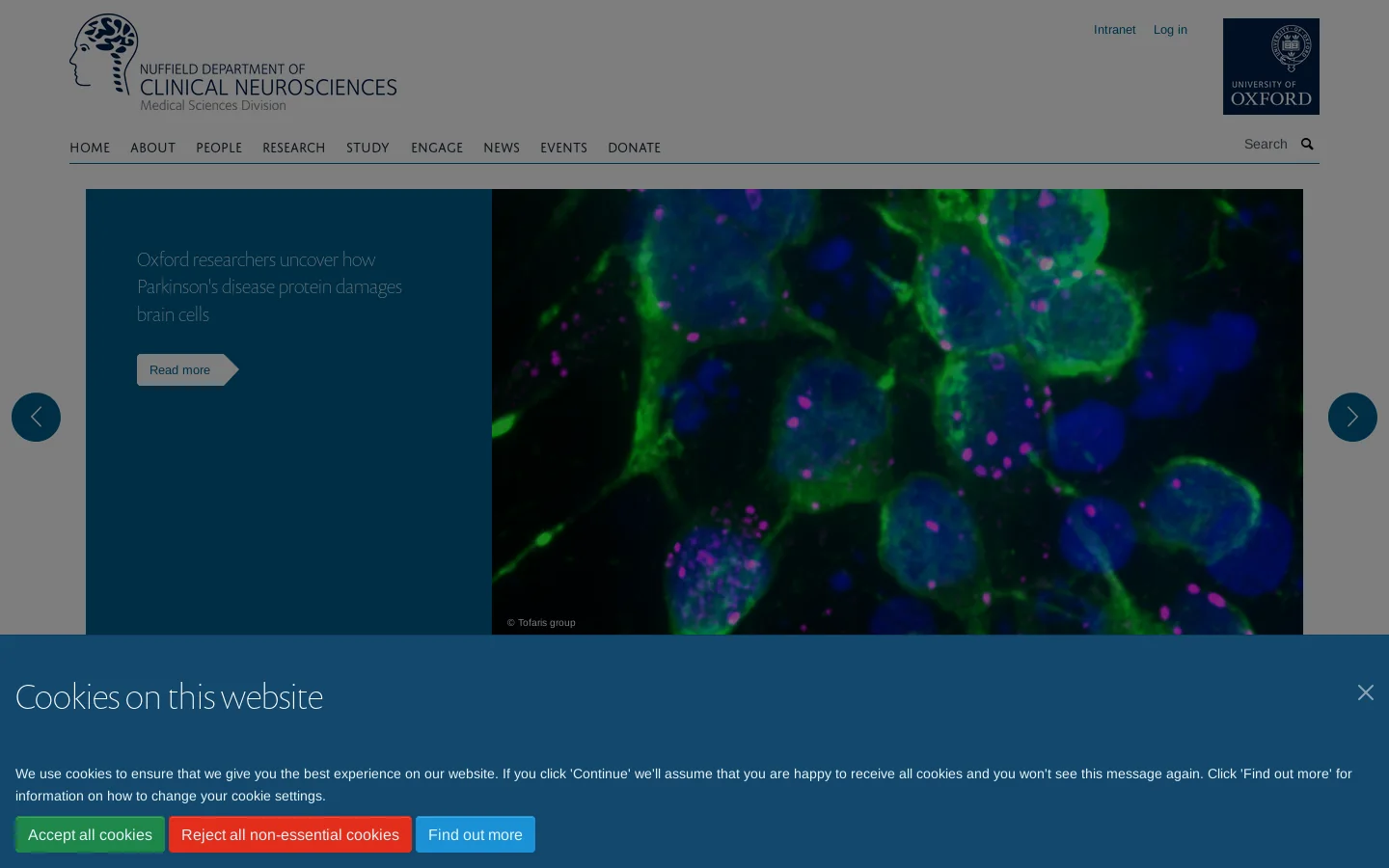 Nuffield Division of Anaesthetics — Nuffield Department of Clinical Neurosciences Homepage screenshot