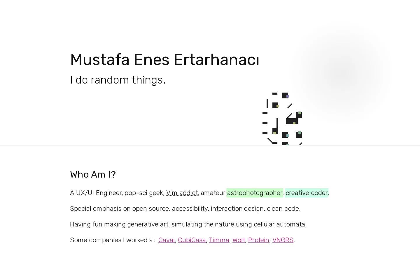 Mustafa Enes Ertarhanacı Homepage screenshot