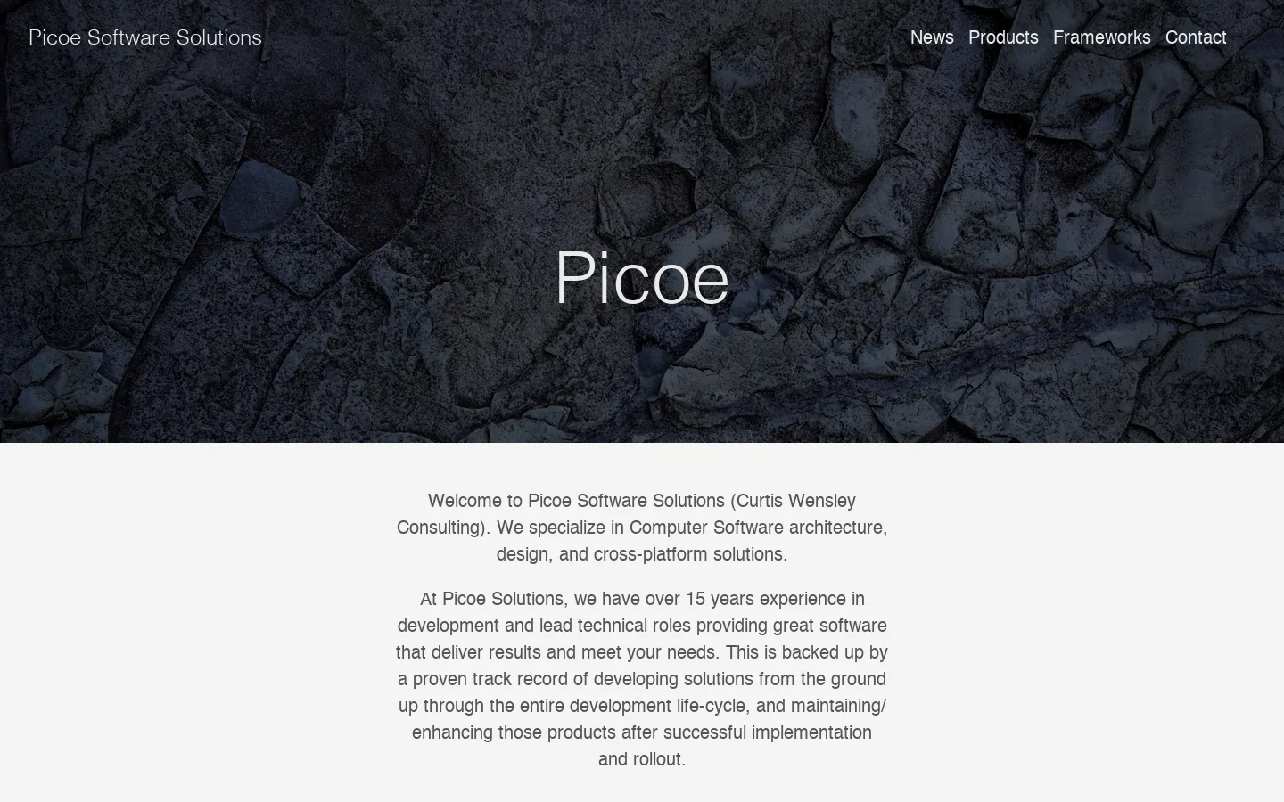 Picoe Homepage screenshot
