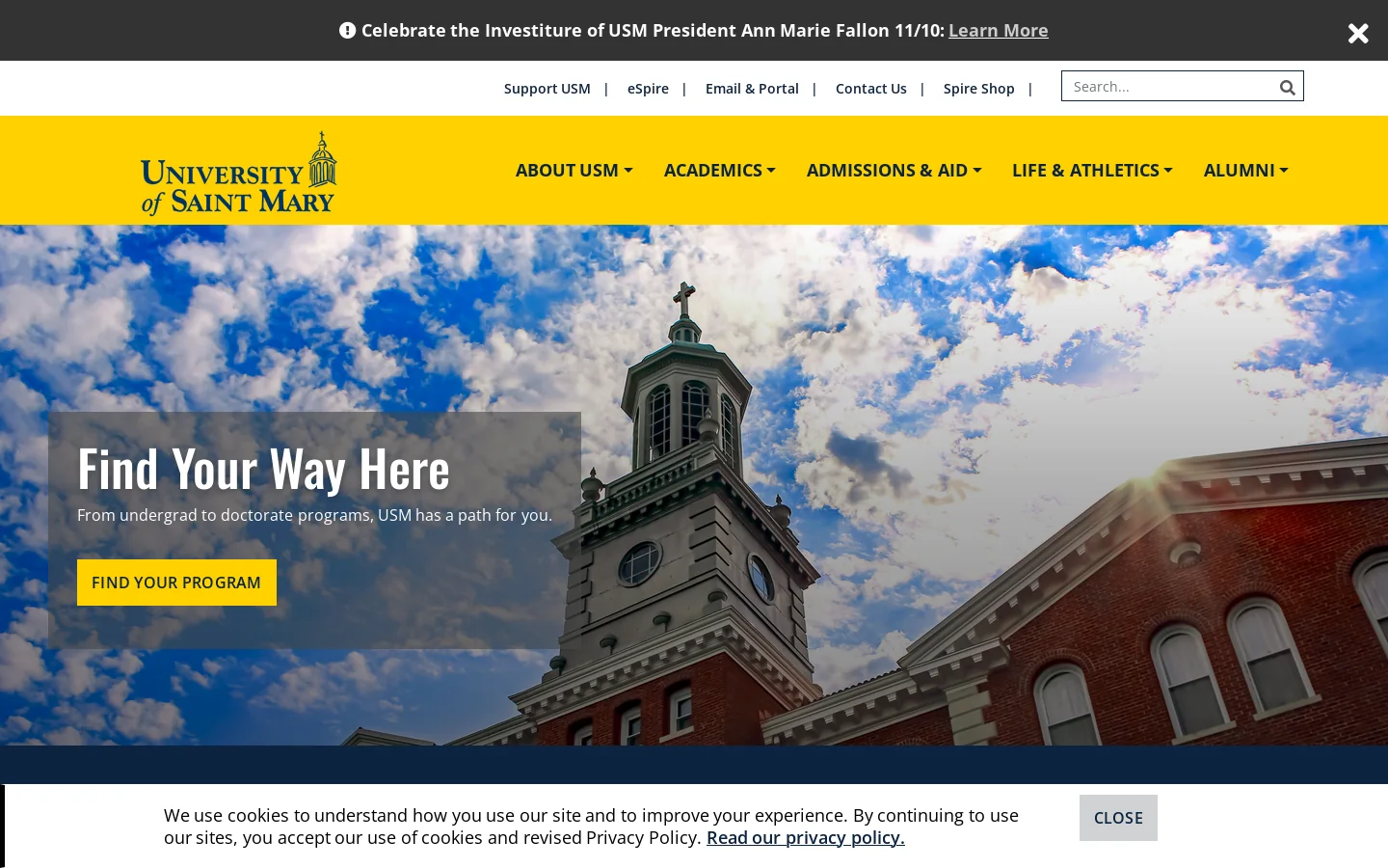 University of Saint Mary | University of Saint Mary Homepage screenshot