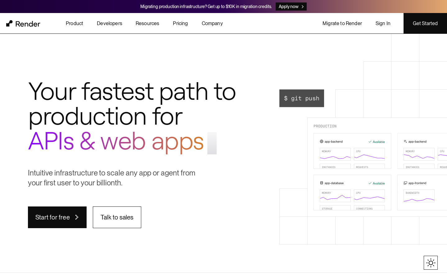 Render Homepage screenshot